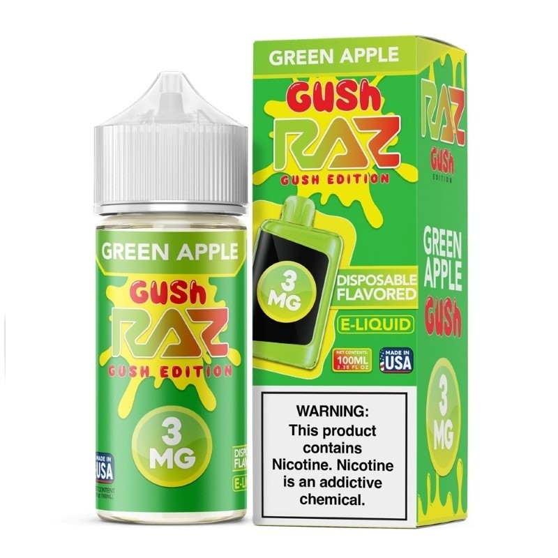 3mg green apple gush pod juice x razz gush edition e-juice 100ml