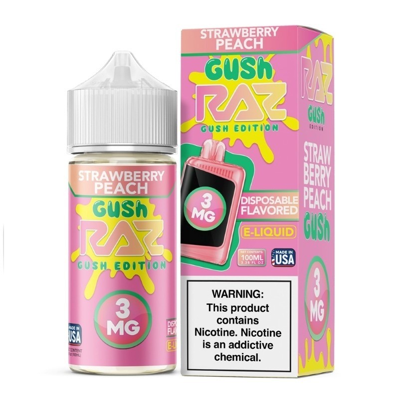 3mg strawberry peach gush pod juice raz gush edition e-juice 100ml
