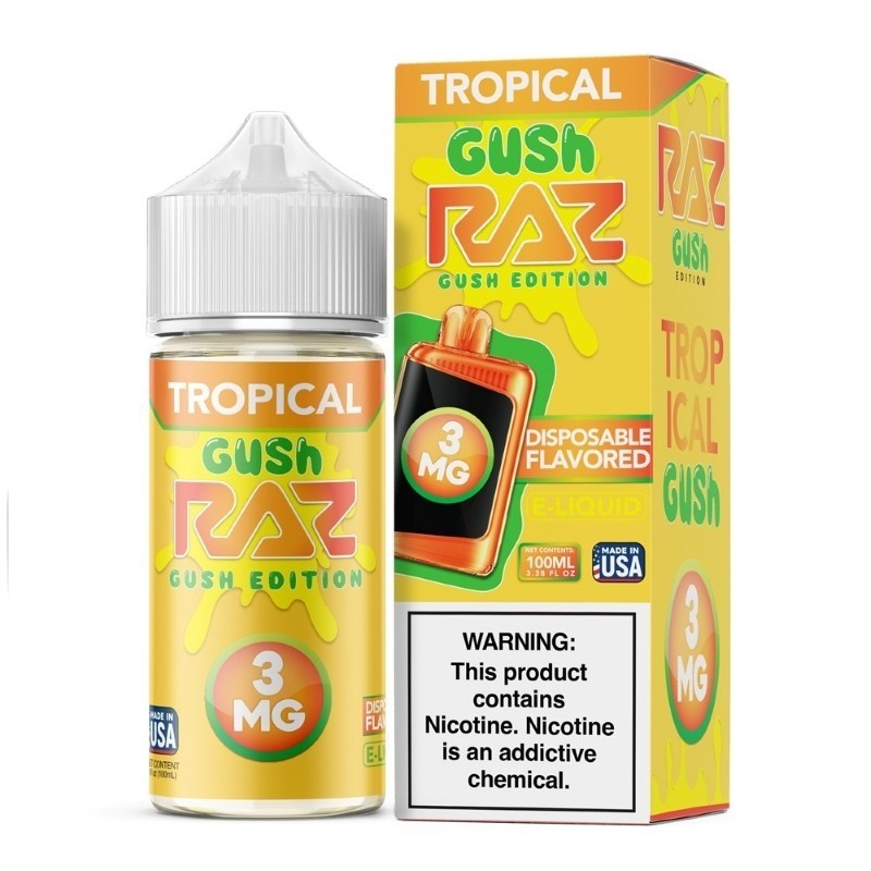 3mg tropical gush pod juice x raz gush edition e-juice 100ml