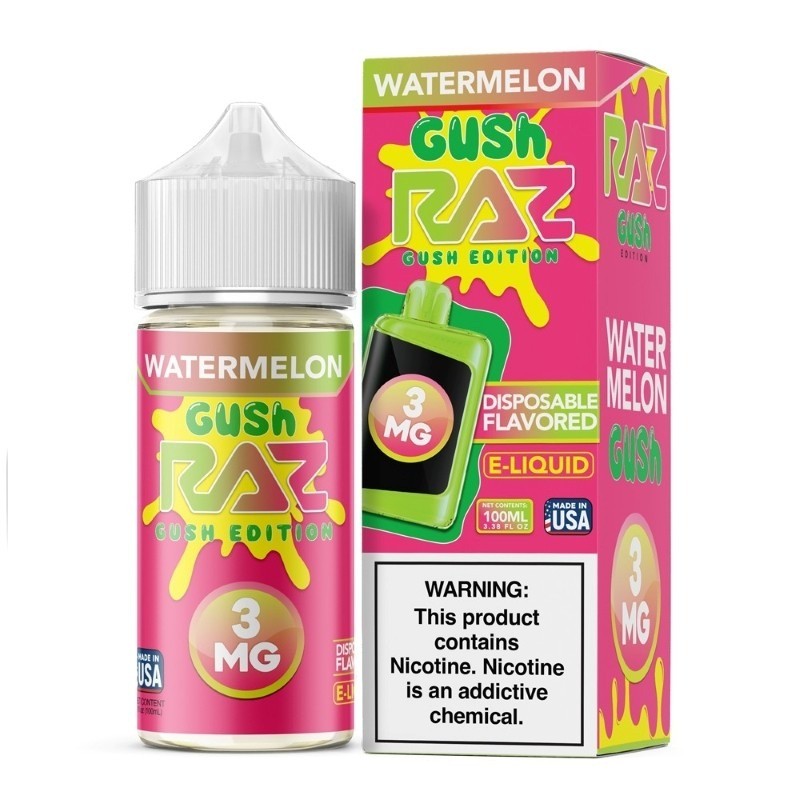 3mg watermelon gush pod juice x raz edition e-juice 100ml